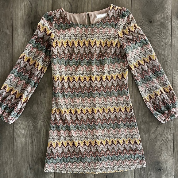 The Clothing Company Mini Dress | Size Medium | Long Sleeve | Lined | Boho Print - Picture 1 of 7
